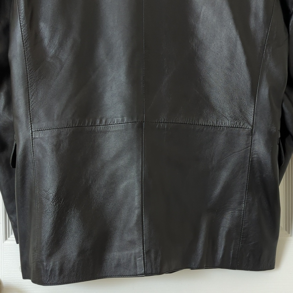 Lineage 90's Vintage Classic Genuine Leather Blazer Jacket Black 40 Large - Picture 16 of 16